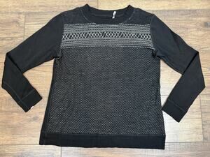 We Norwegians Men’s Sweater 100% Merino Wool Black Nordic Fair Isle Size M READ